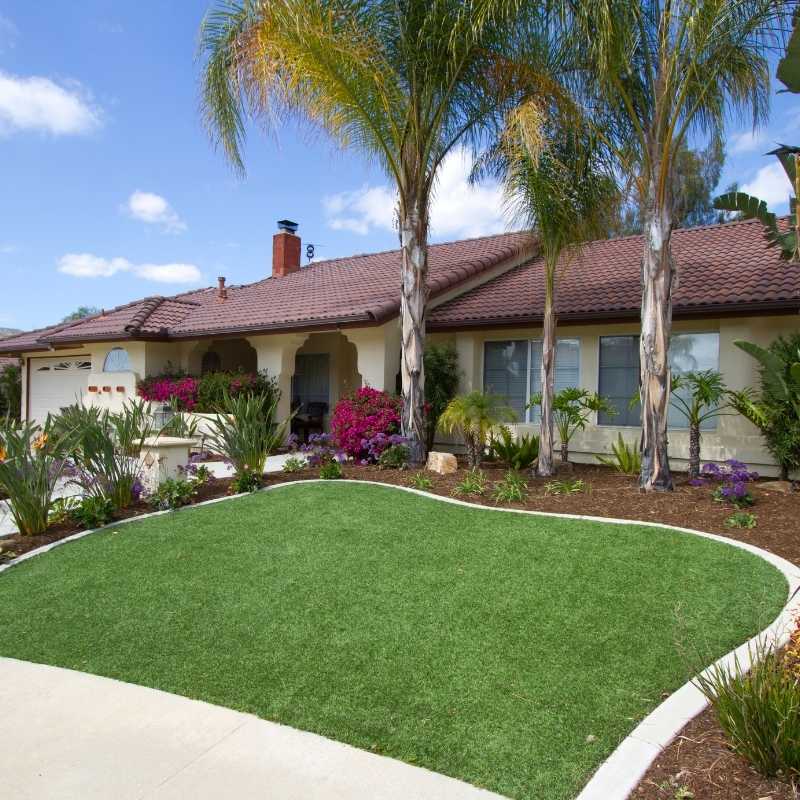 synthetic grass lawn on a single family home